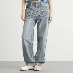 ICECREAM Distressed Running Dog Denim Pants