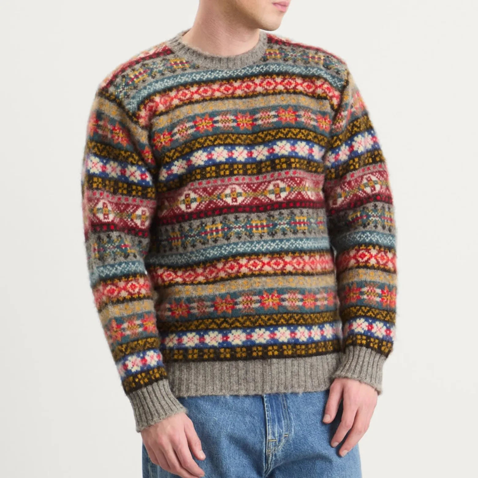 Jamieson's of Shetland Brushed Fair Isle Crew Knit