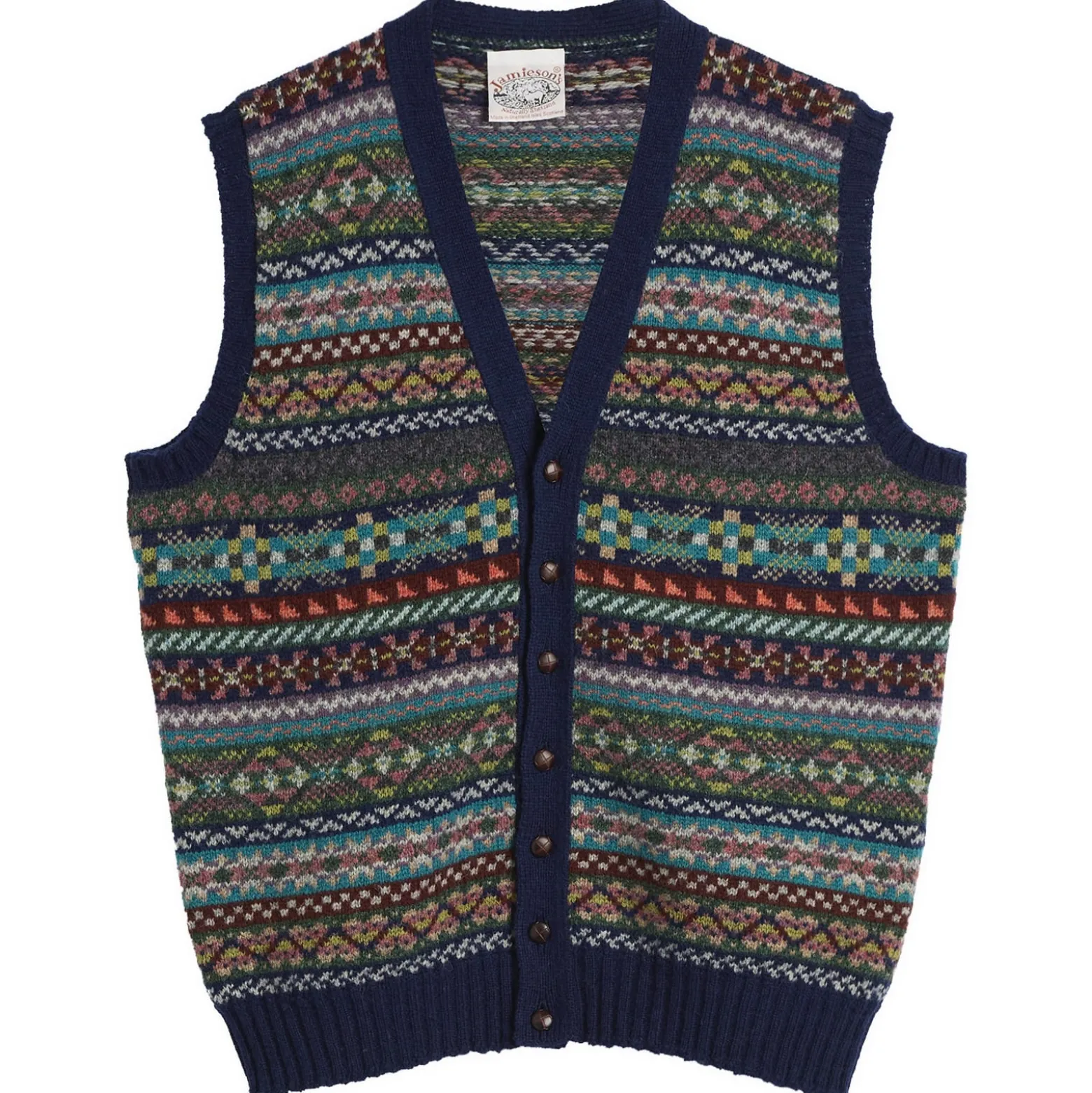 Jamieson's of Shetland Fair Isle Button Through Vest