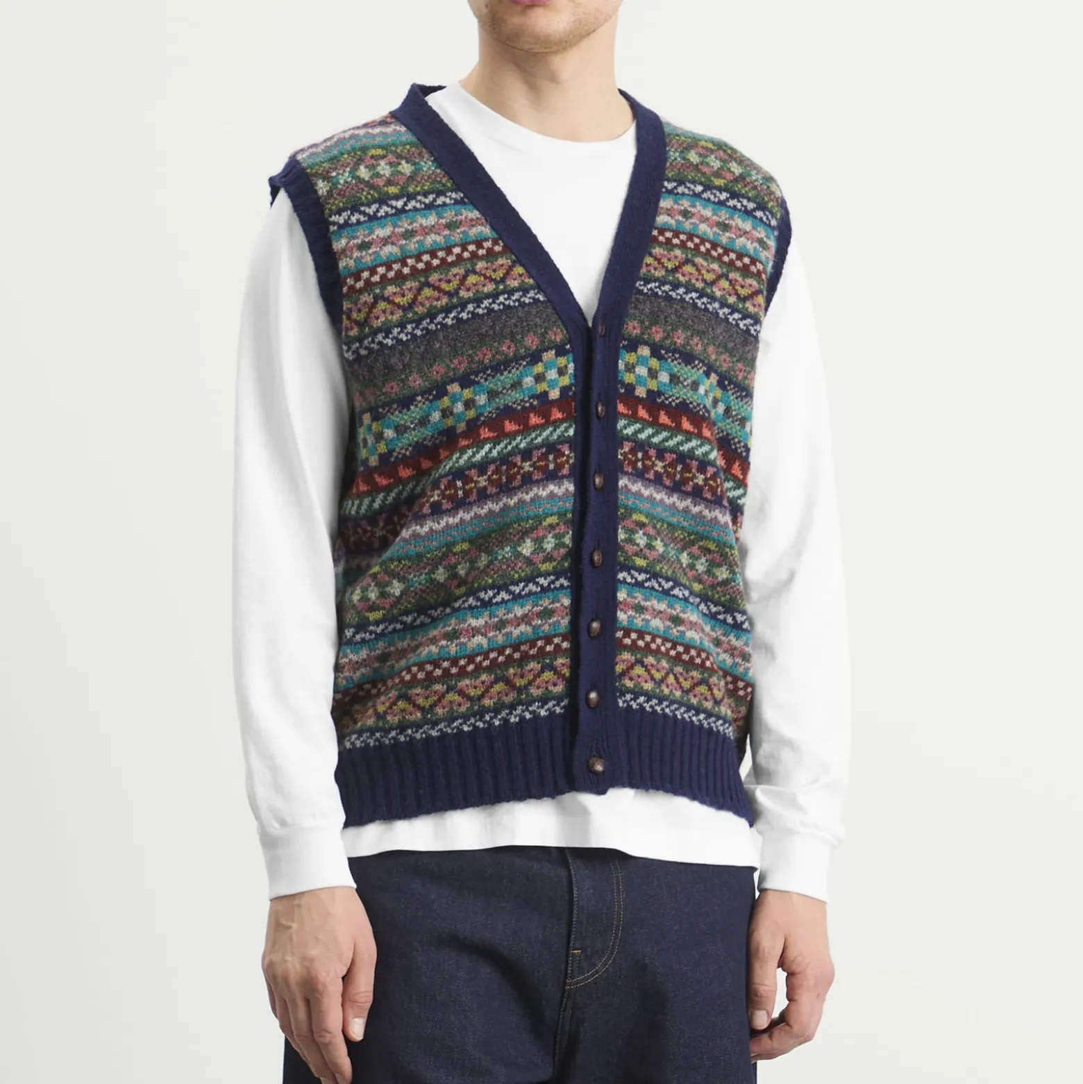 Jamieson's of Shetland Fair Isle Button Through Vest