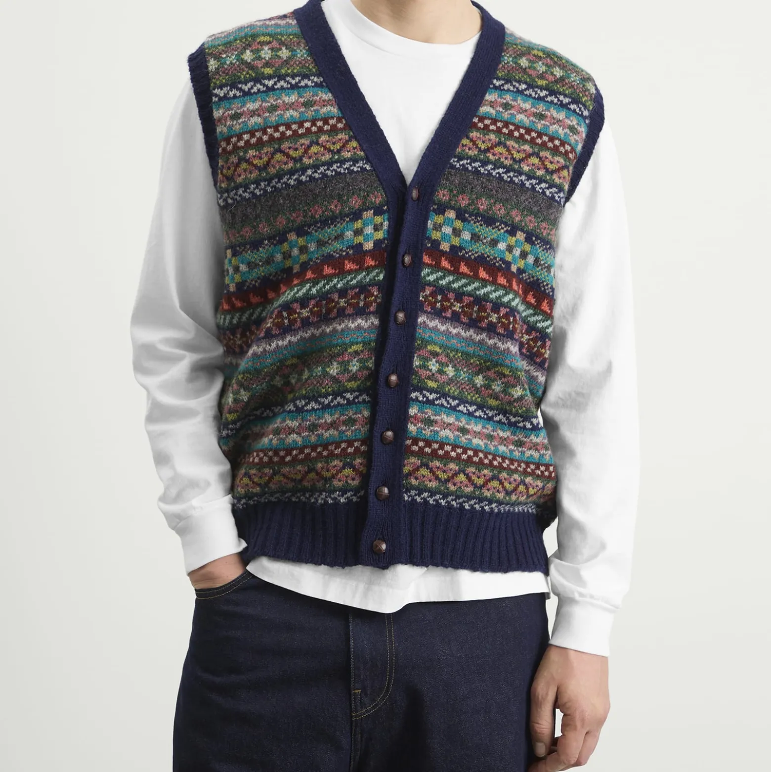 Jamieson's of Shetland Fair Isle Button Through Vest