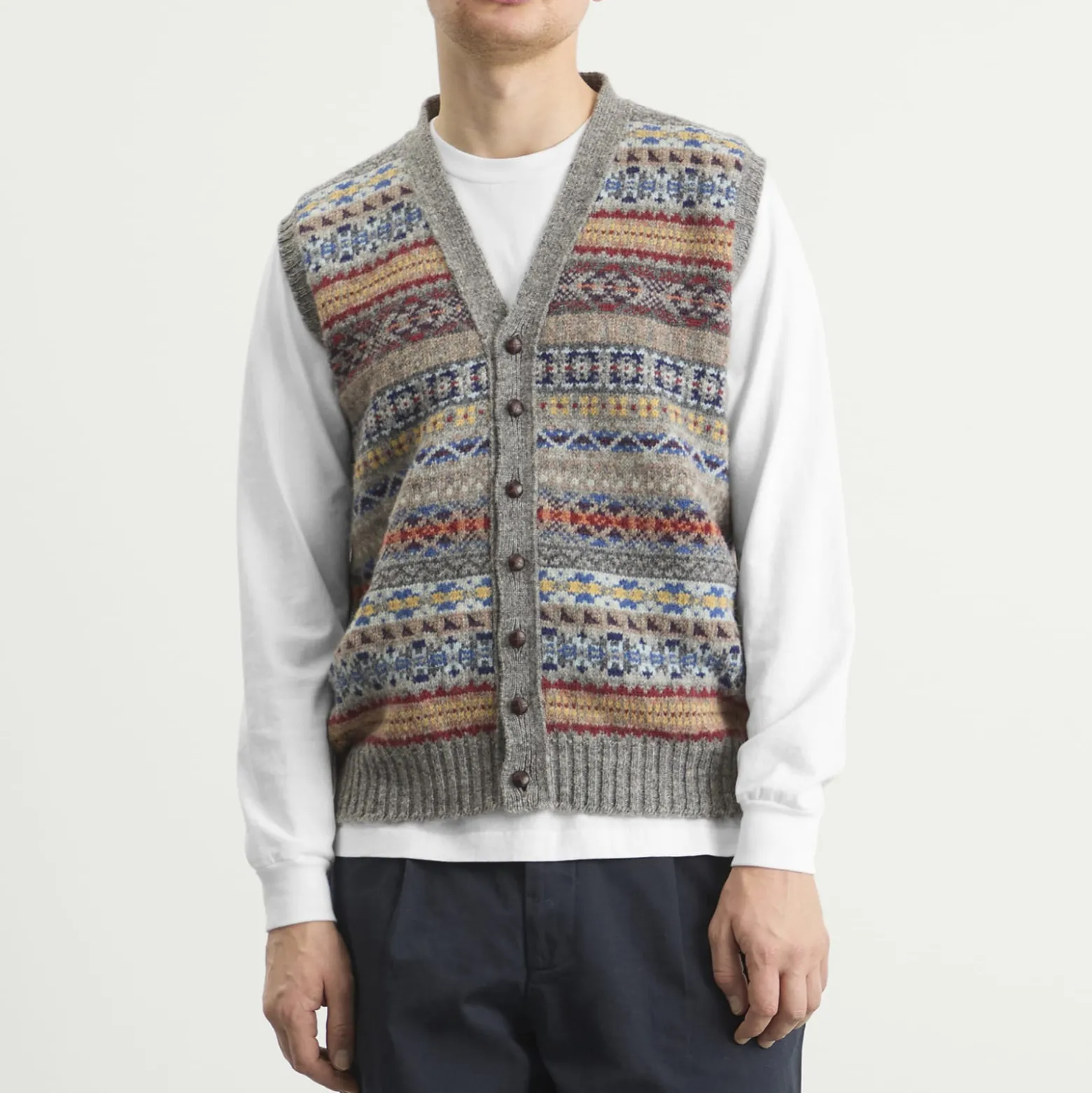 Jamieson's of Shetland Fair Isle Button Through Vest