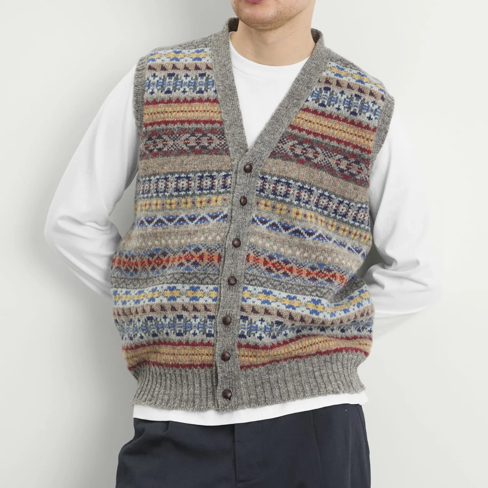 Jamieson's of Shetland Fair Isle Button Through Vest