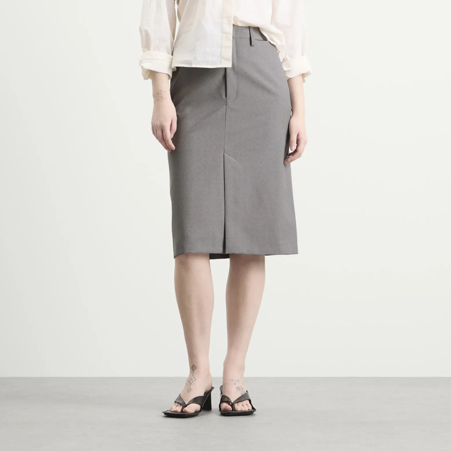 Jil Sander High Waist Skirt with Slashed Side Waistband