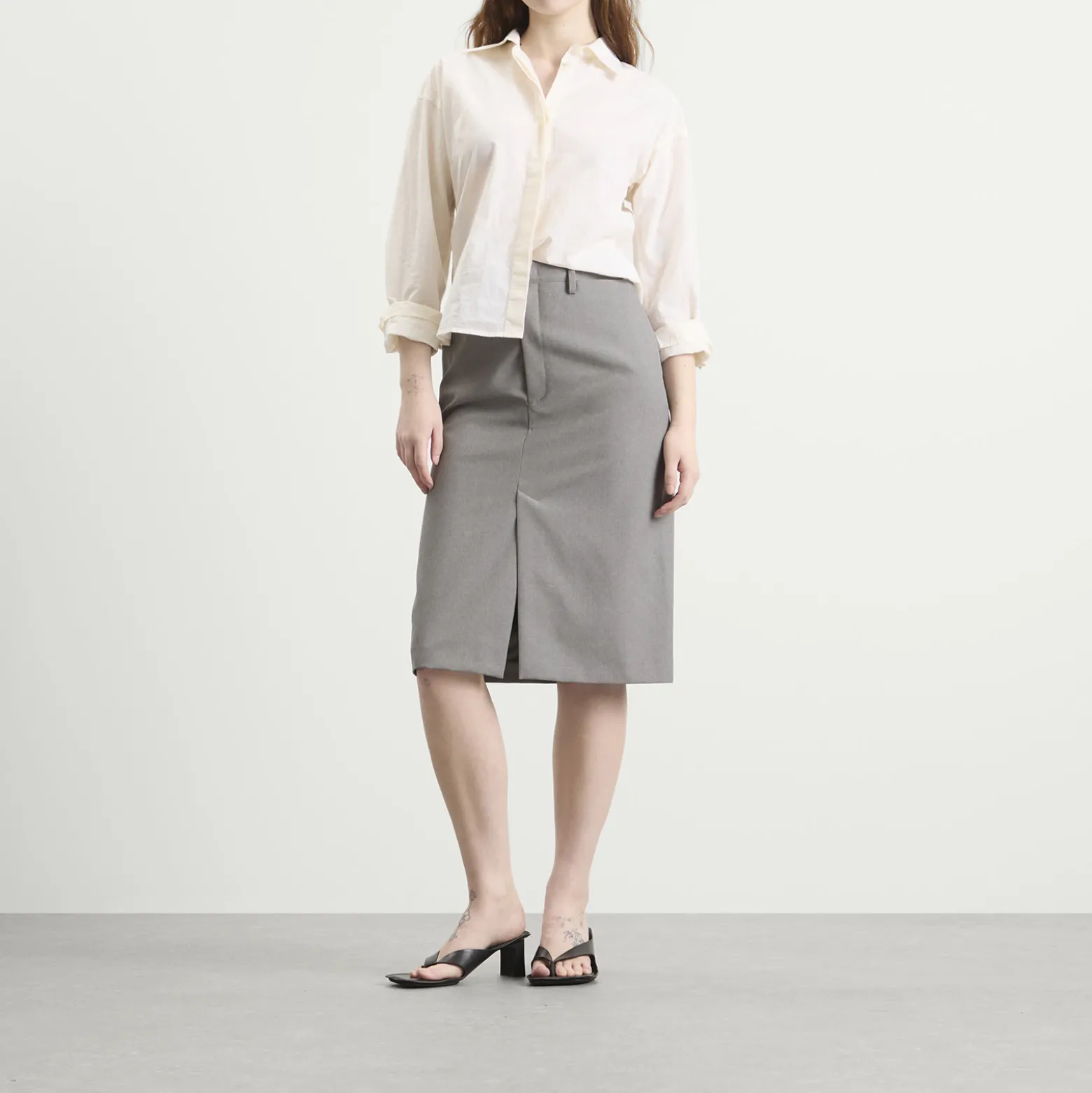 Jil Sander High Waist Skirt with Slashed Side Waistband