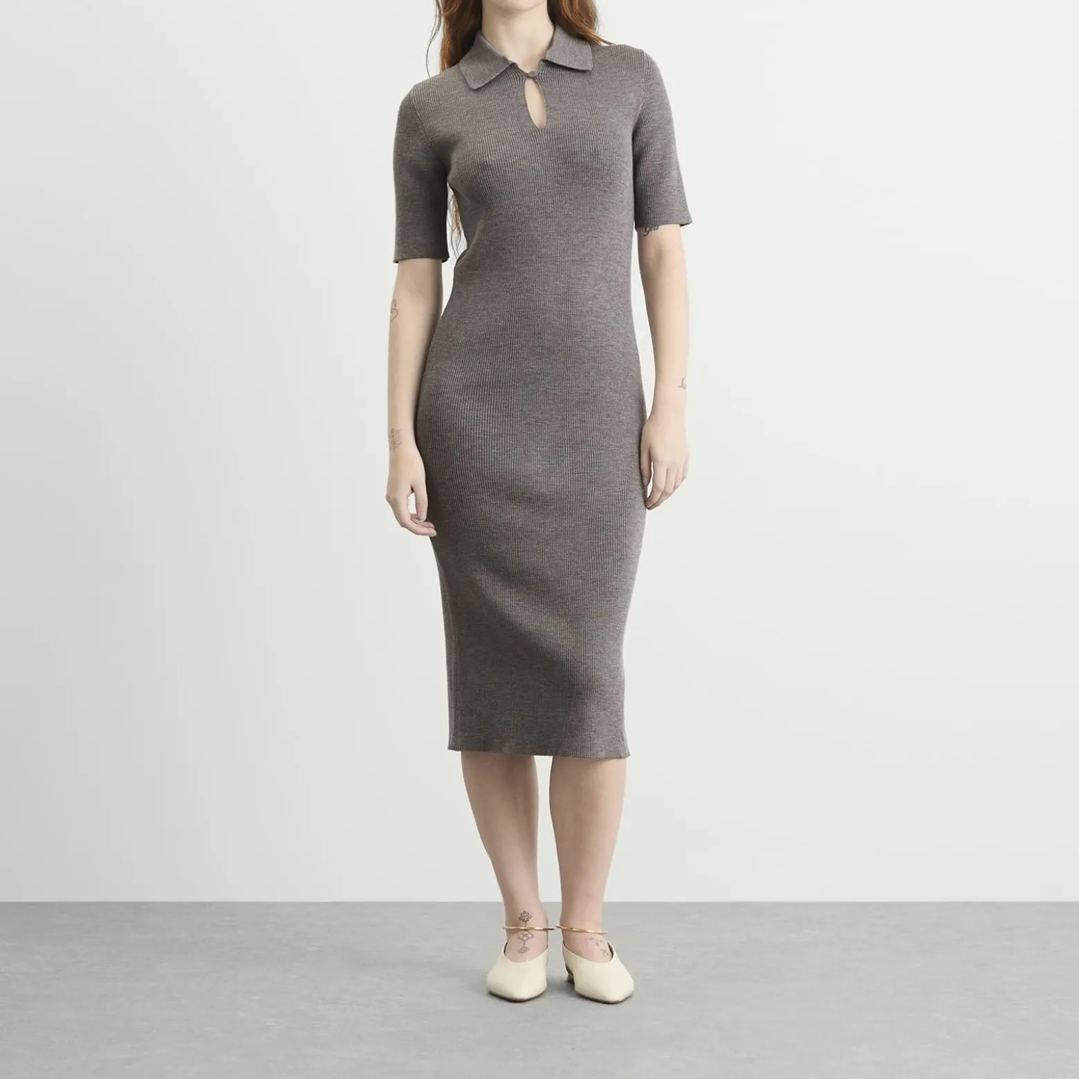Jil Sander Knitted Polo Midi Dress