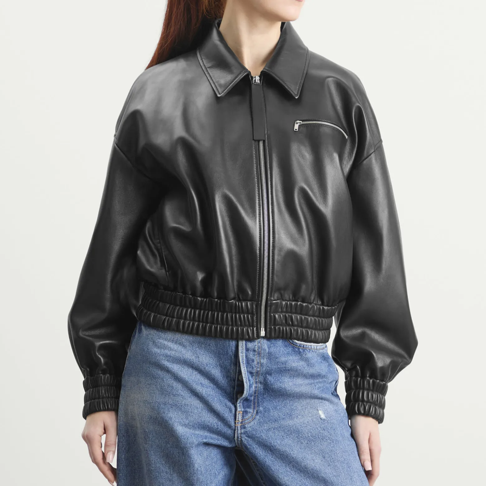Jil Sander Leather Bomber Jacket