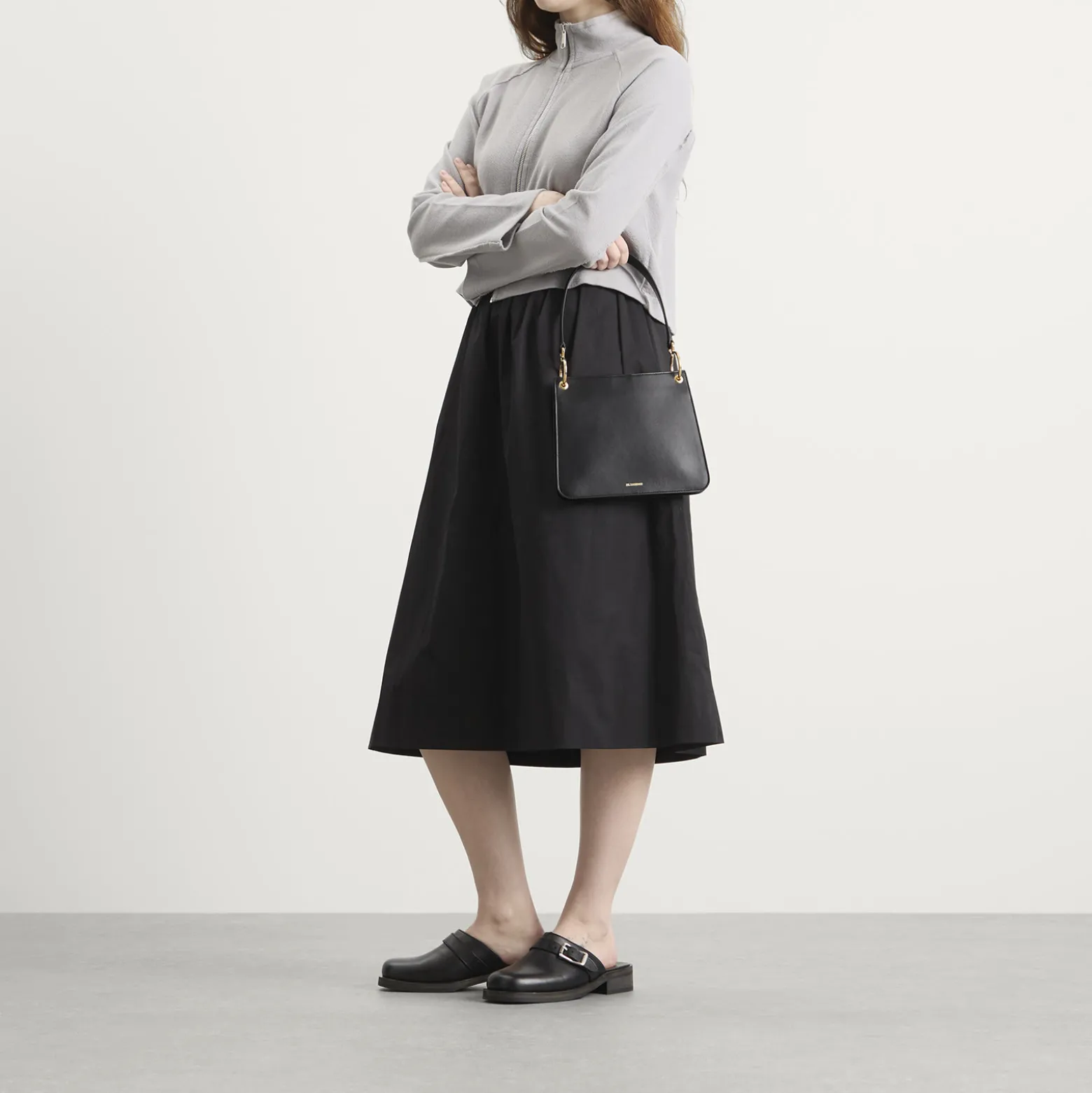 Jil Sander Otto SM Leather Shoulder Bag