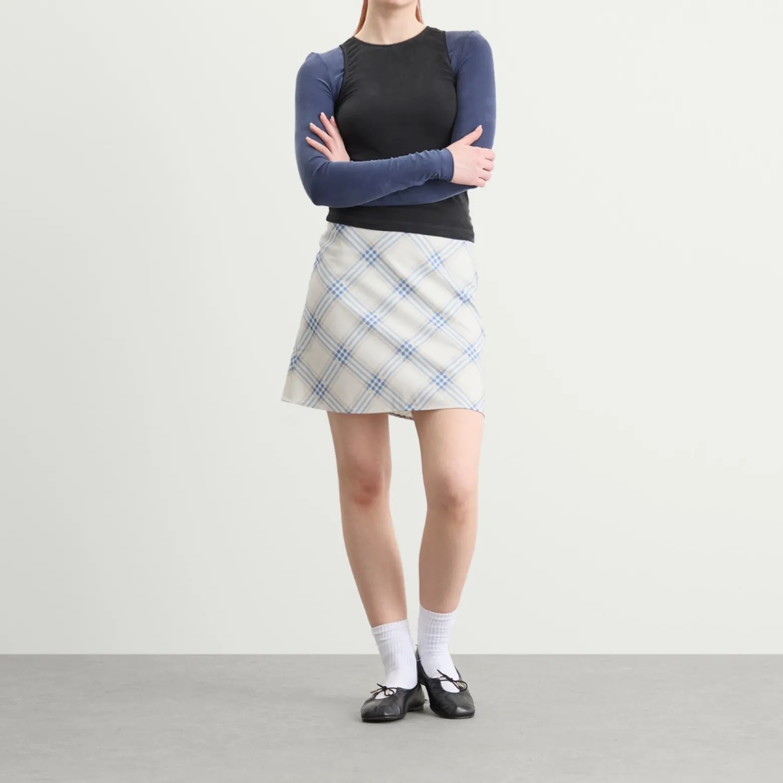 Kijun Essential Check Mini Skirt