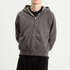 Les Tien Heavyweight Raglan Oil Washed Zip Hoodie