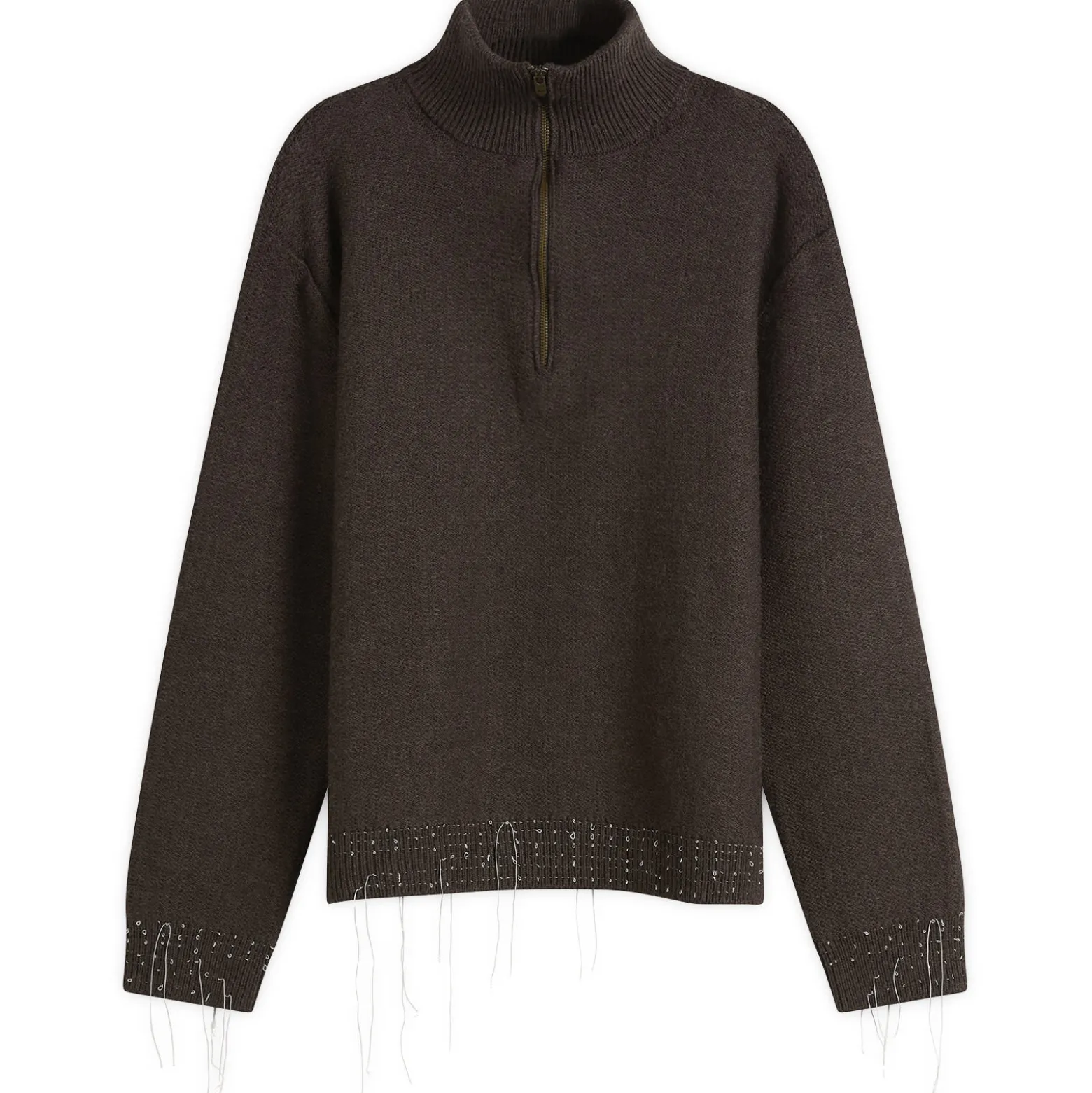 Maison Margiela Wool Distress Half Zip Knit