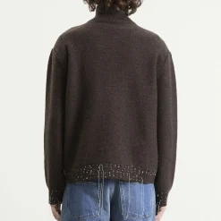 Maison Margiela Wool Distress Half Zip Knit