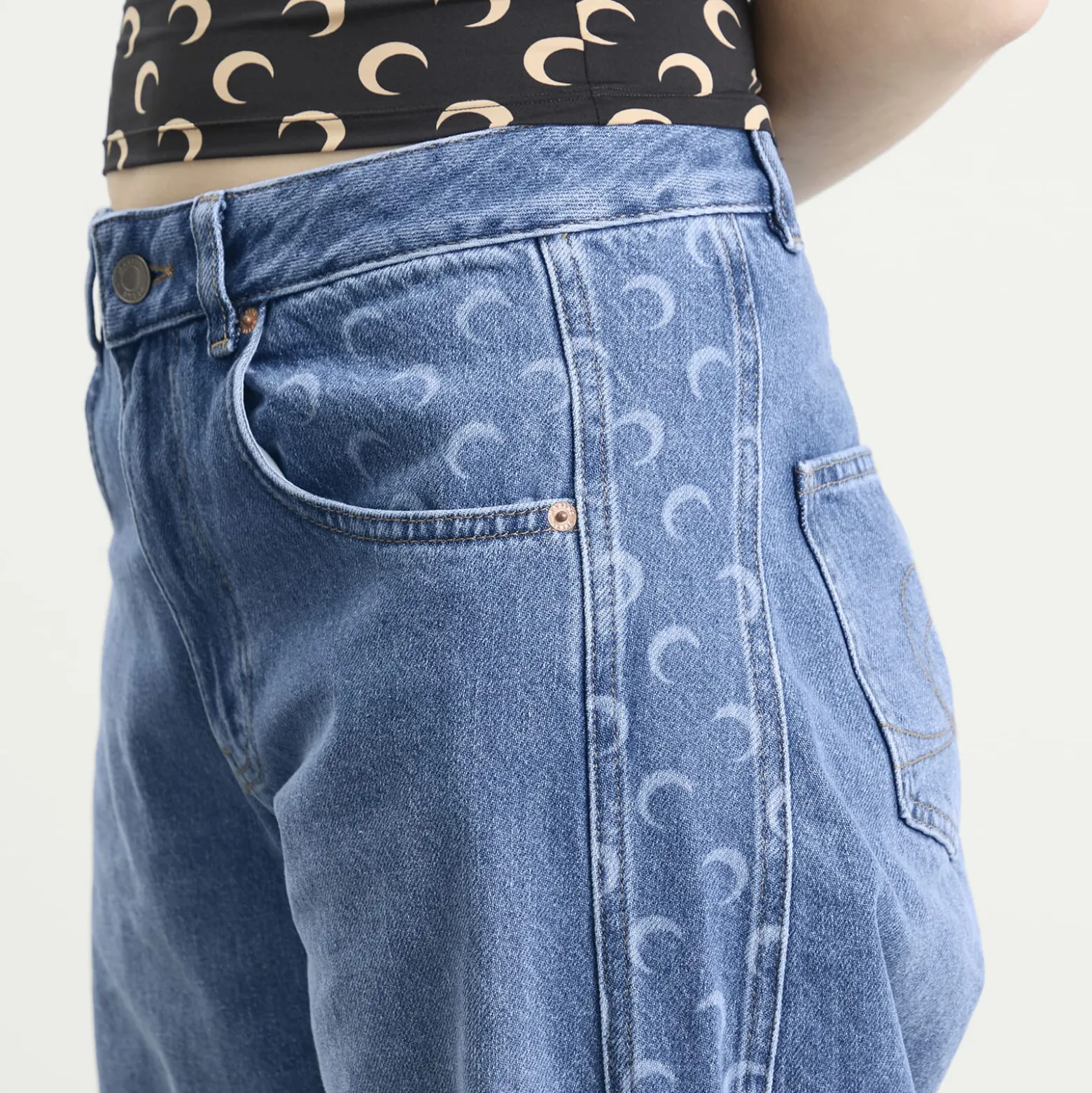 Marine Serre Baggy Denim Jeans