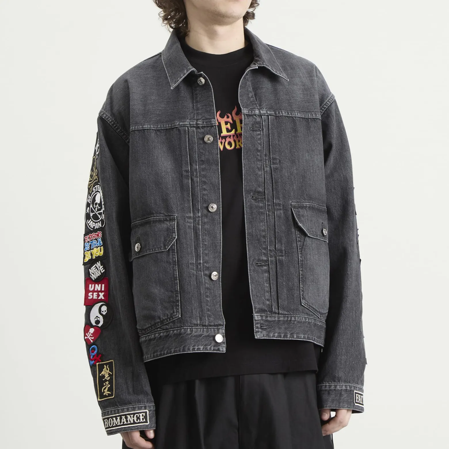 MASTERMIND WORLD Patched Denim Jacket
