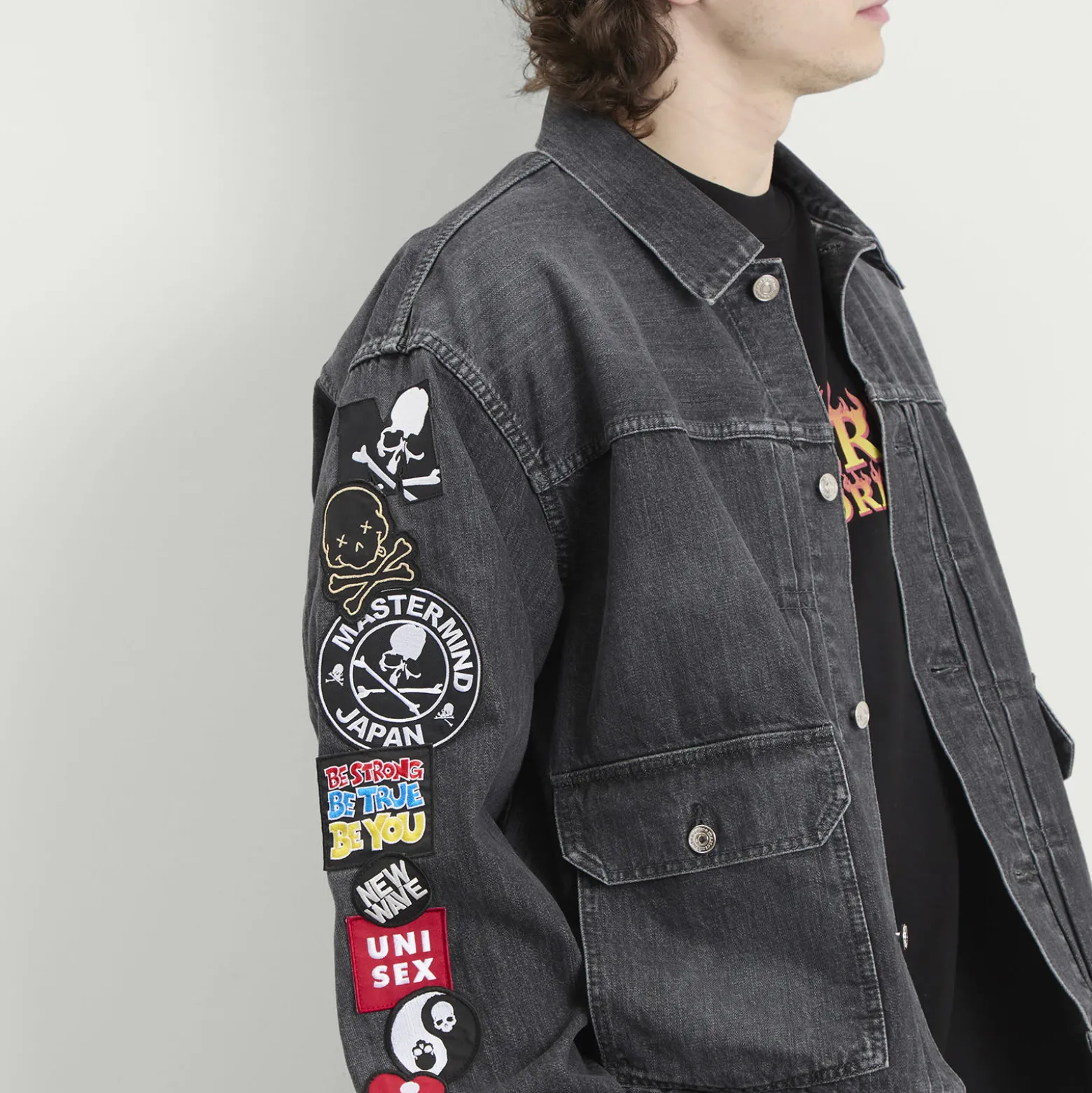 MASTERMIND WORLD Patched Denim Jacket