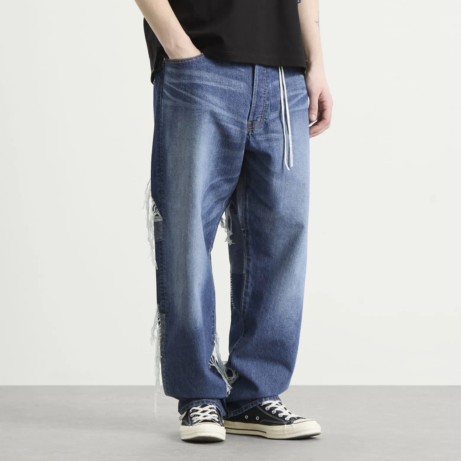MASTERMIND WORLD Patchwork Jacquard Straight Denim Pants