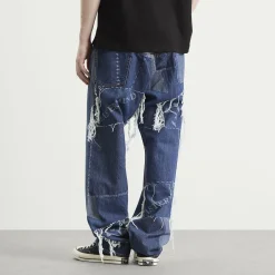 MASTERMIND WORLD Patchwork Jacquard Straight Denim Pants