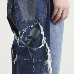 MASTERMIND WORLD Patchwork Jacquard Straight Denim Pants