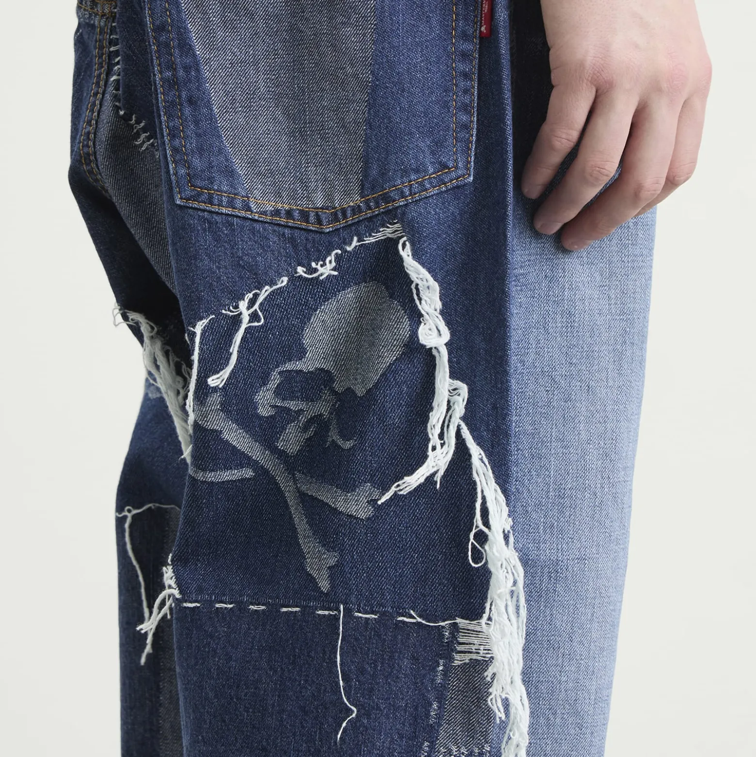 MASTERMIND WORLD Patchwork Jacquard Straight Denim Pants