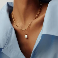 Missoma Square Pearl Baya Pendant Necklace