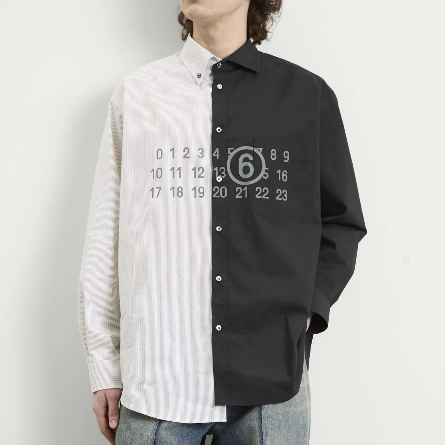 MM6 Maison Margiela Bi-Colour Cotton Numbers Shirt