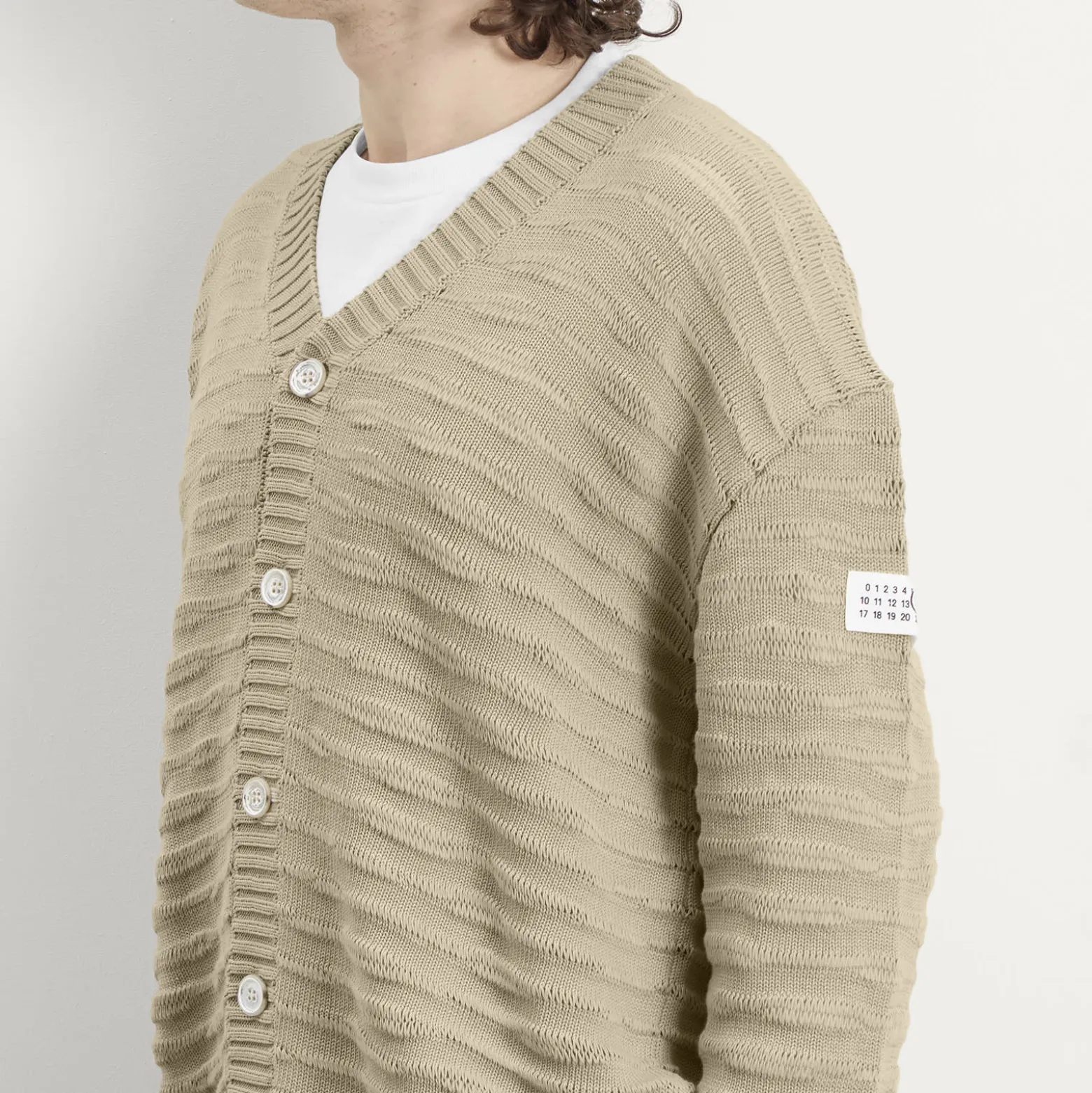 MM6 Maison Margiela Cotton Ribbed Open Weave Cardigan