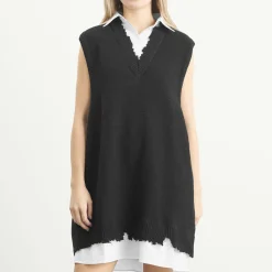 MM6 Maison Margiela Knitted V-Neck Mini Dress