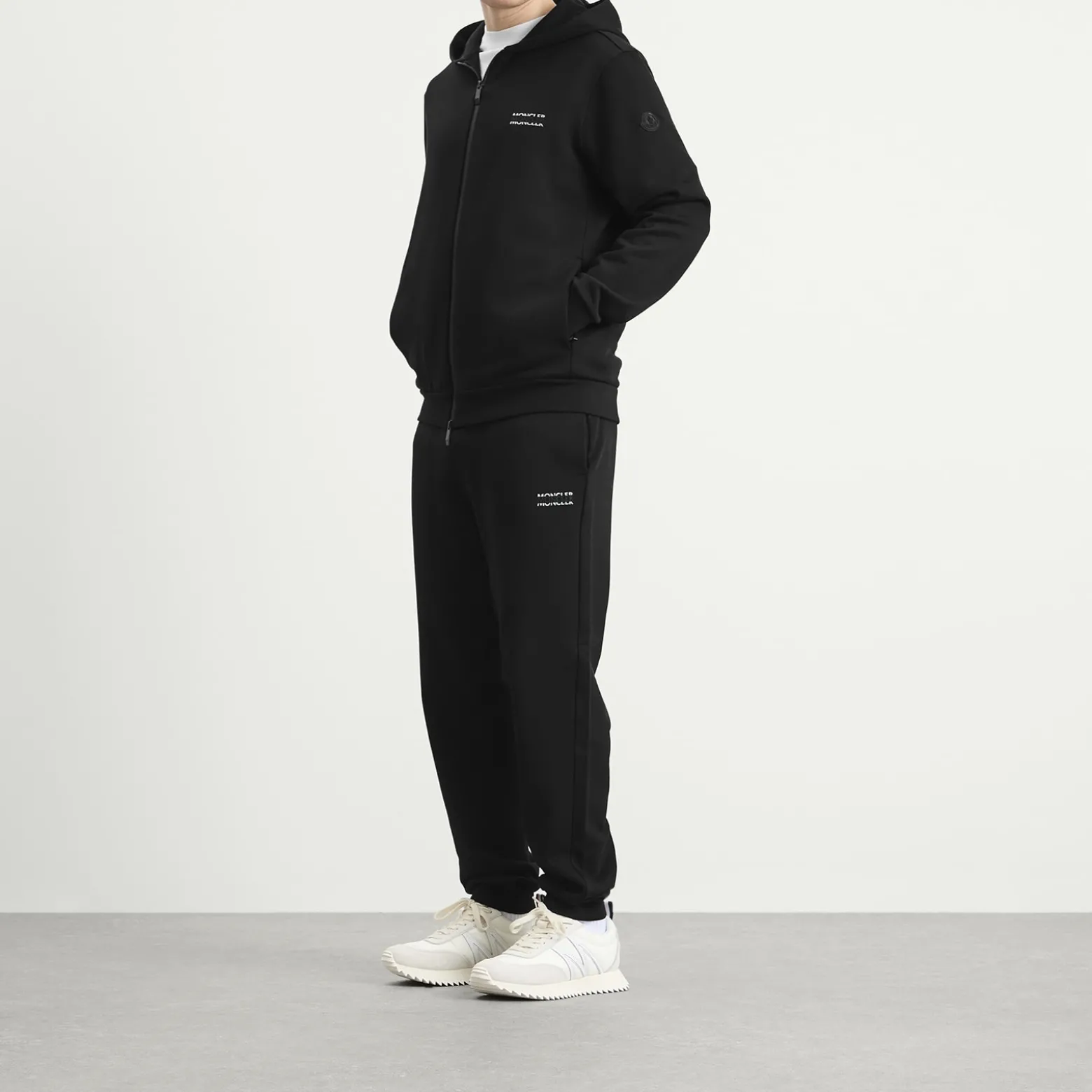 Moncler Stripe Logo Zip Up Hoodie