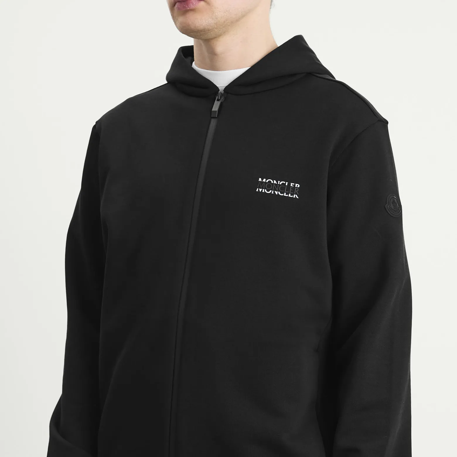 Moncler Stripe Logo Zip Up Hoodie