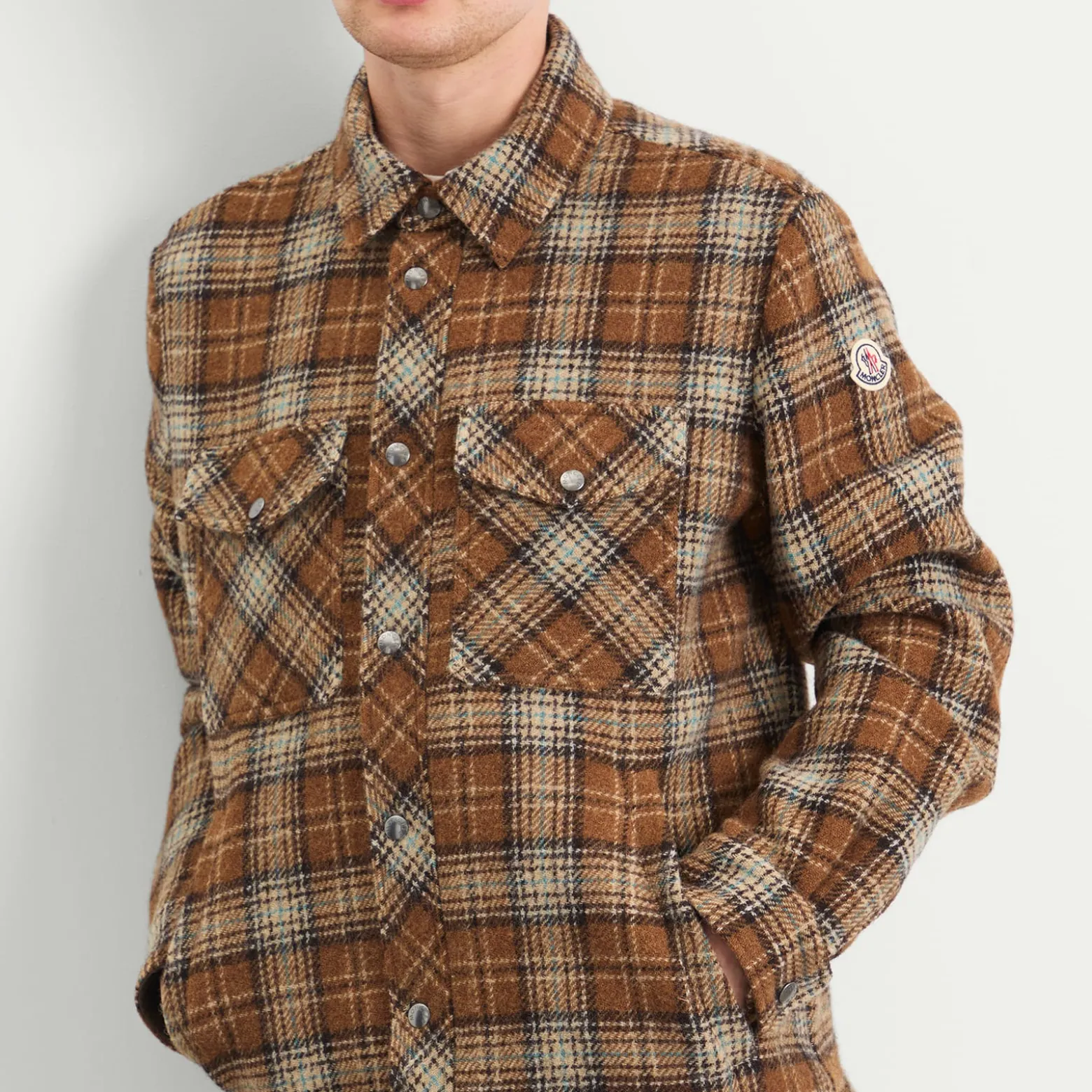 Moncler Stud Button Check Overshirt