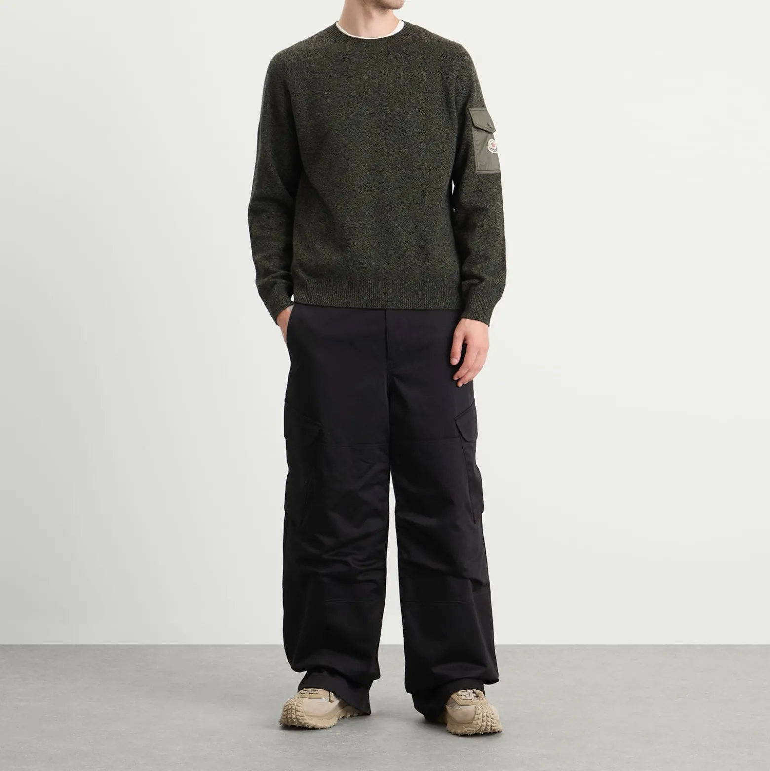 Moncler Wool Cashmere Mouline Crew Neck Jumper