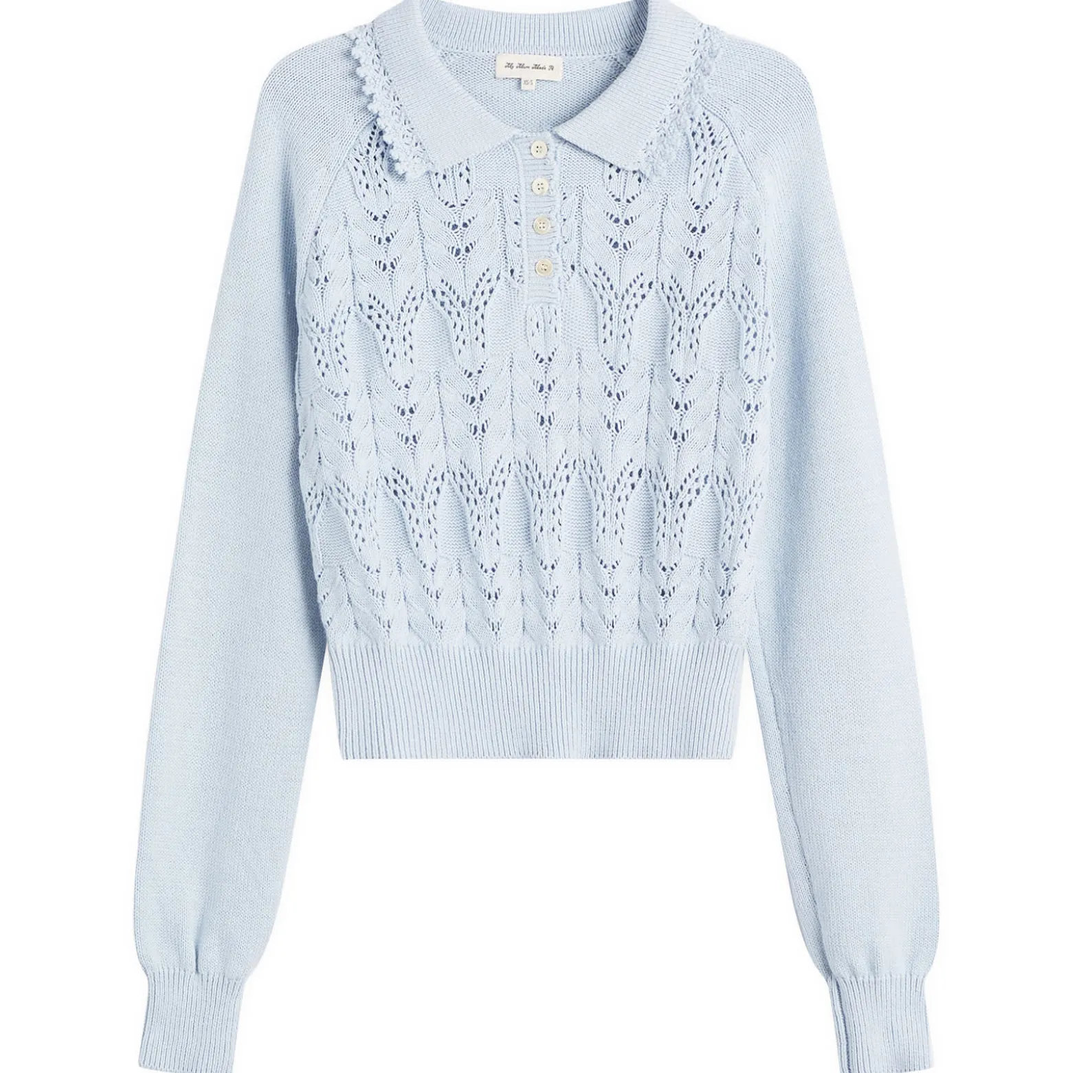 My Mum Made It Buttoned Lace Knit Pullover