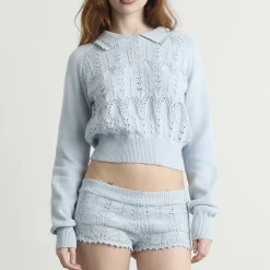 My Mum Made It Buttoned Lace Knit Pullover