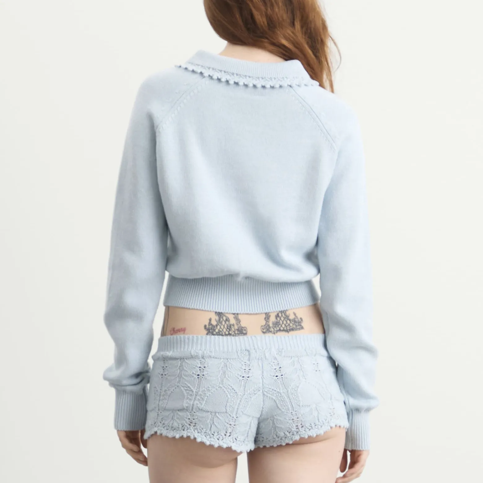 My Mum Made It Buttoned Lace Knit Pullover