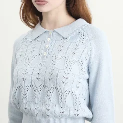 My Mum Made It Buttoned Lace Knit Pullover
