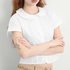 My Mum Made It Curved Collar Cap Sleeve Shirt