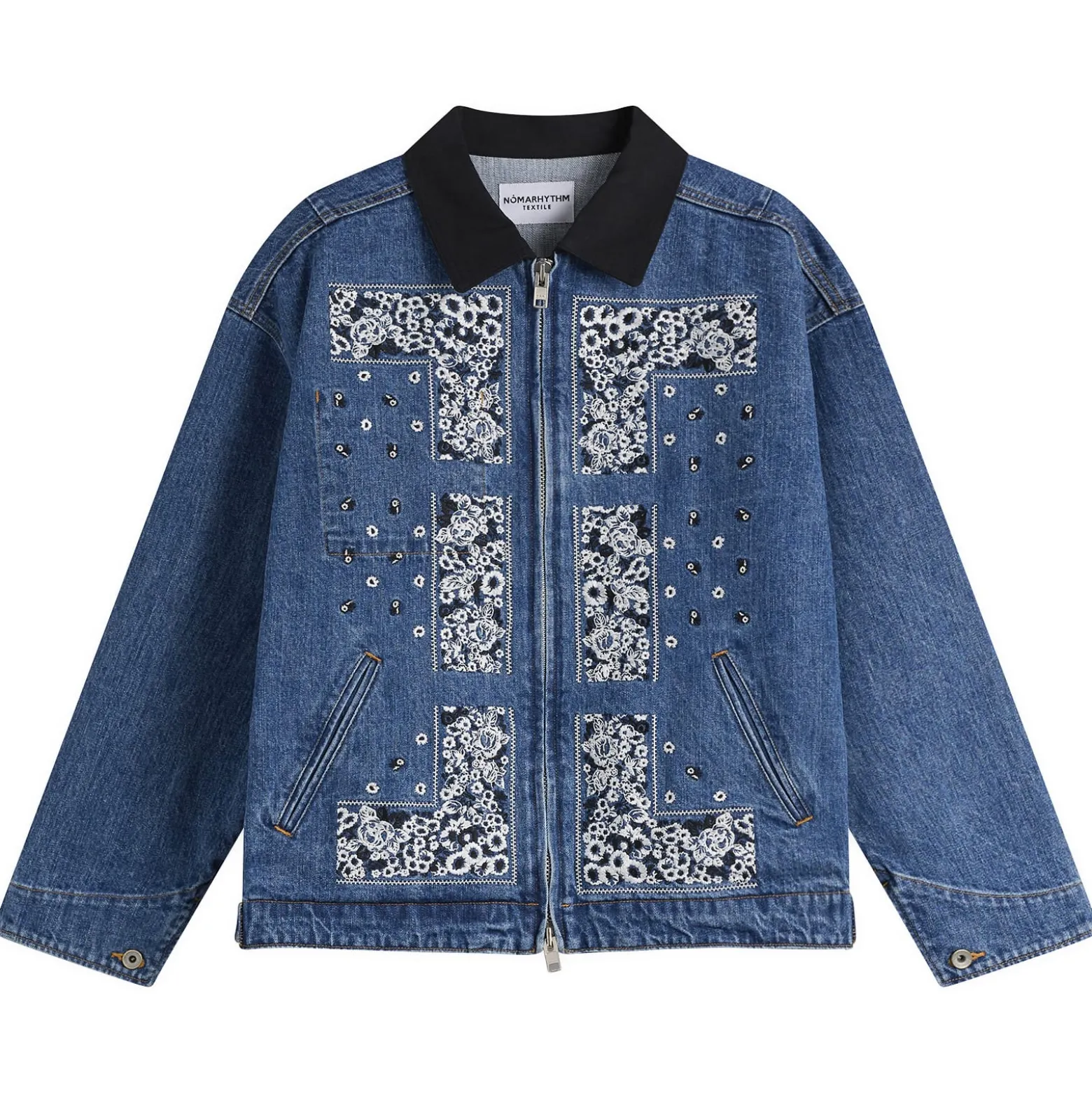 NOMARHYTHM TEXTILE Bandana Embroidery Denim Jacket