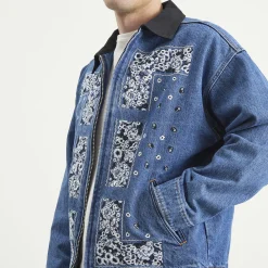 NOMARHYTHM TEXTILE Bandana Embroidery Denim Jacket