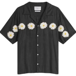 NOMARHYTHM TEXTILE Flower Embroidery Open Collar Shirt
