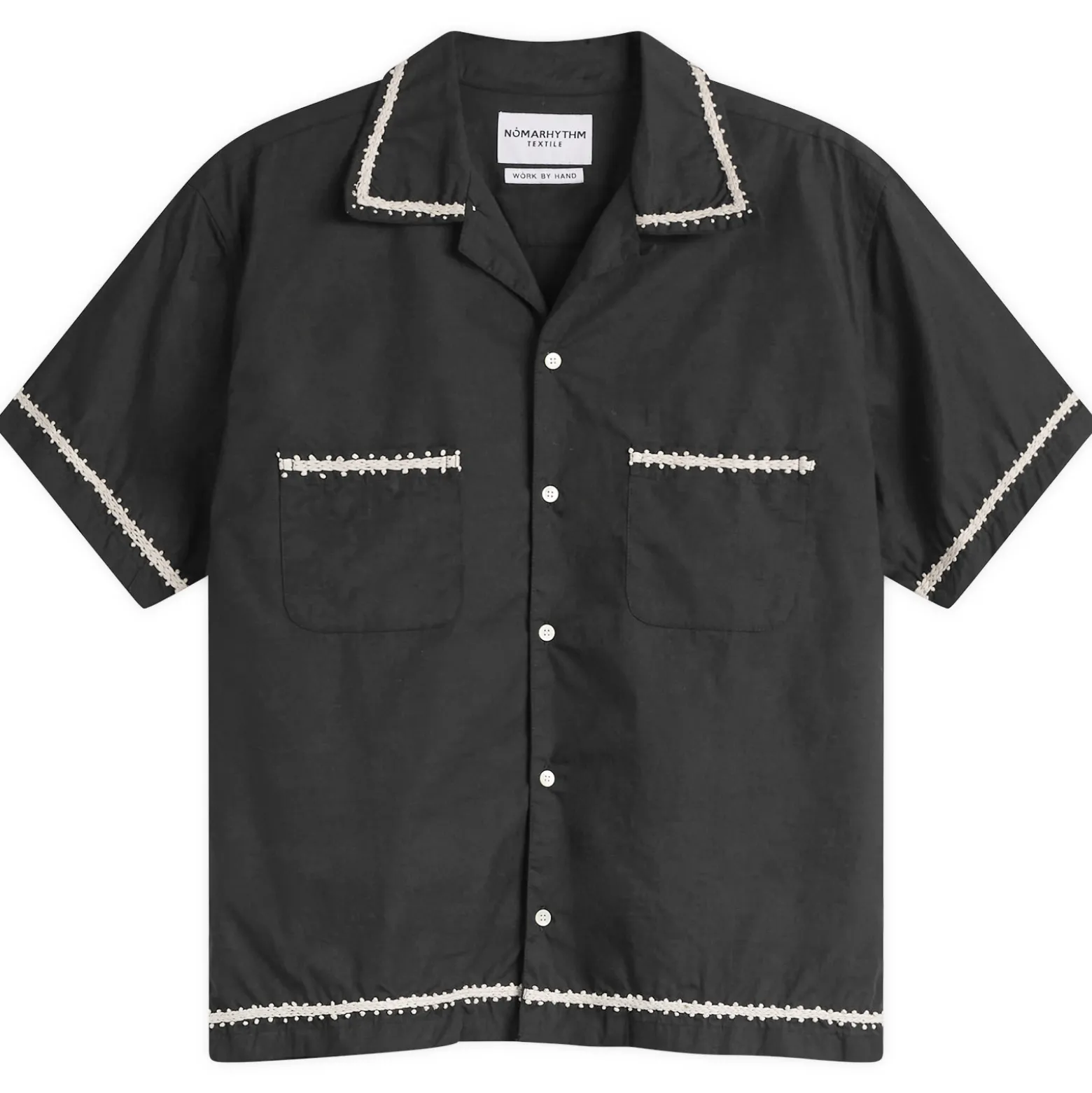 NOMARHYTHM TEXTILE Trim Embroidery Open Collar Shirt
