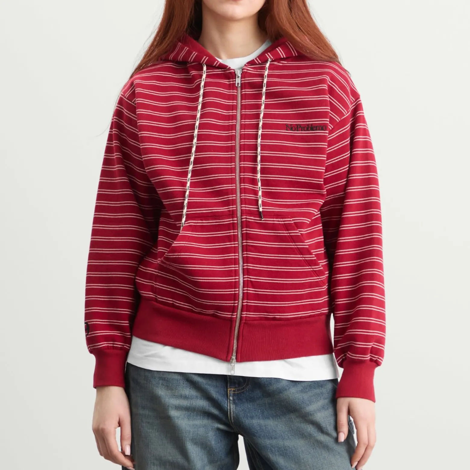 No Problemo Mini Problemo Stripe Zip Hoodie