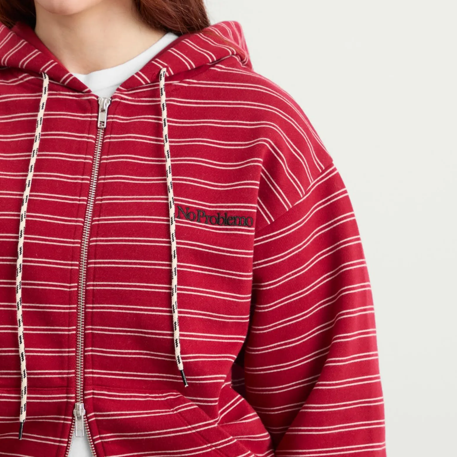 No Problemo Mini Problemo Stripe Zip Hoodie