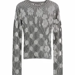 Paolina Russo Illusion Knit Fitted Long Sleeve Top