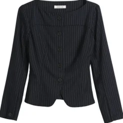 Peachy Den Bardot Long Sleeve Button Front Top