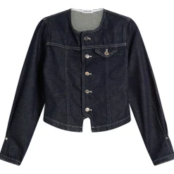 Peachy Den Goldie Collarless Denim Jacket