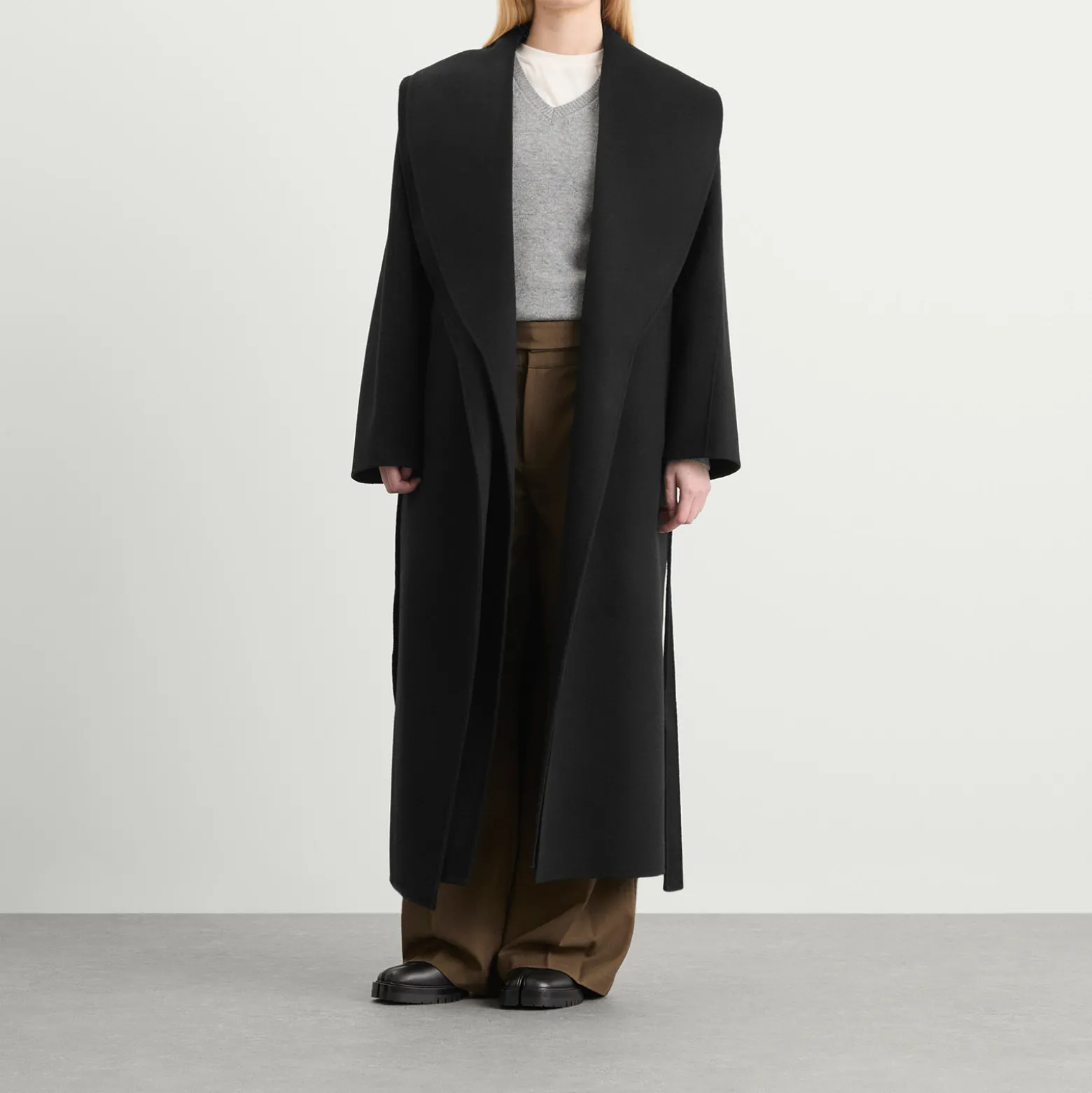 Róhe Signature Double-Faced Scarf Coat With Belt