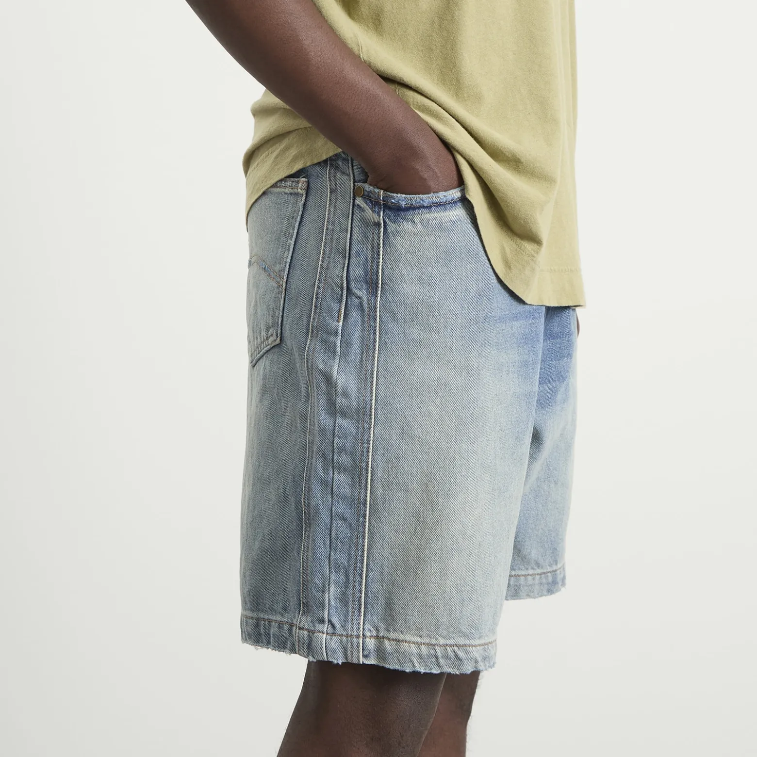 Rhude Boxy Traxedo Denim Shorts