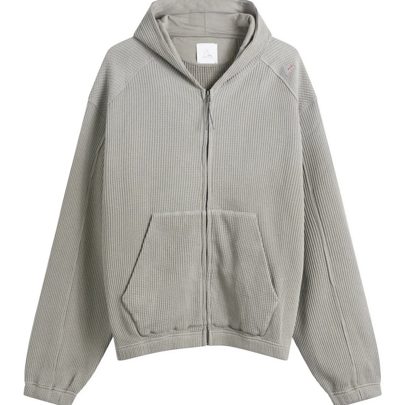 ROA Bee Sun Faded Organic Waffle Zip Up Hoodie