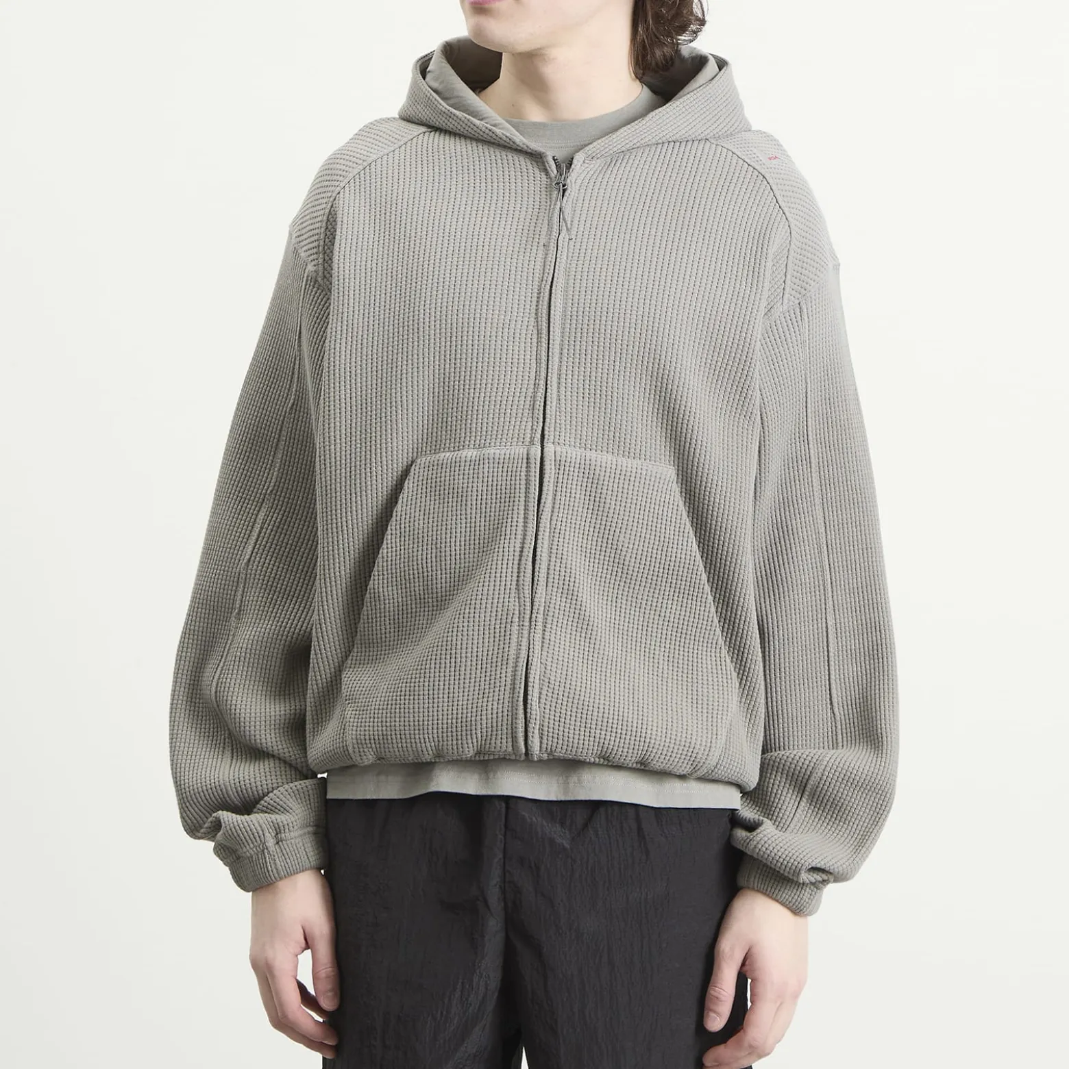 ROA Bee Sun Faded Organic Waffle Zip Up Hoodie