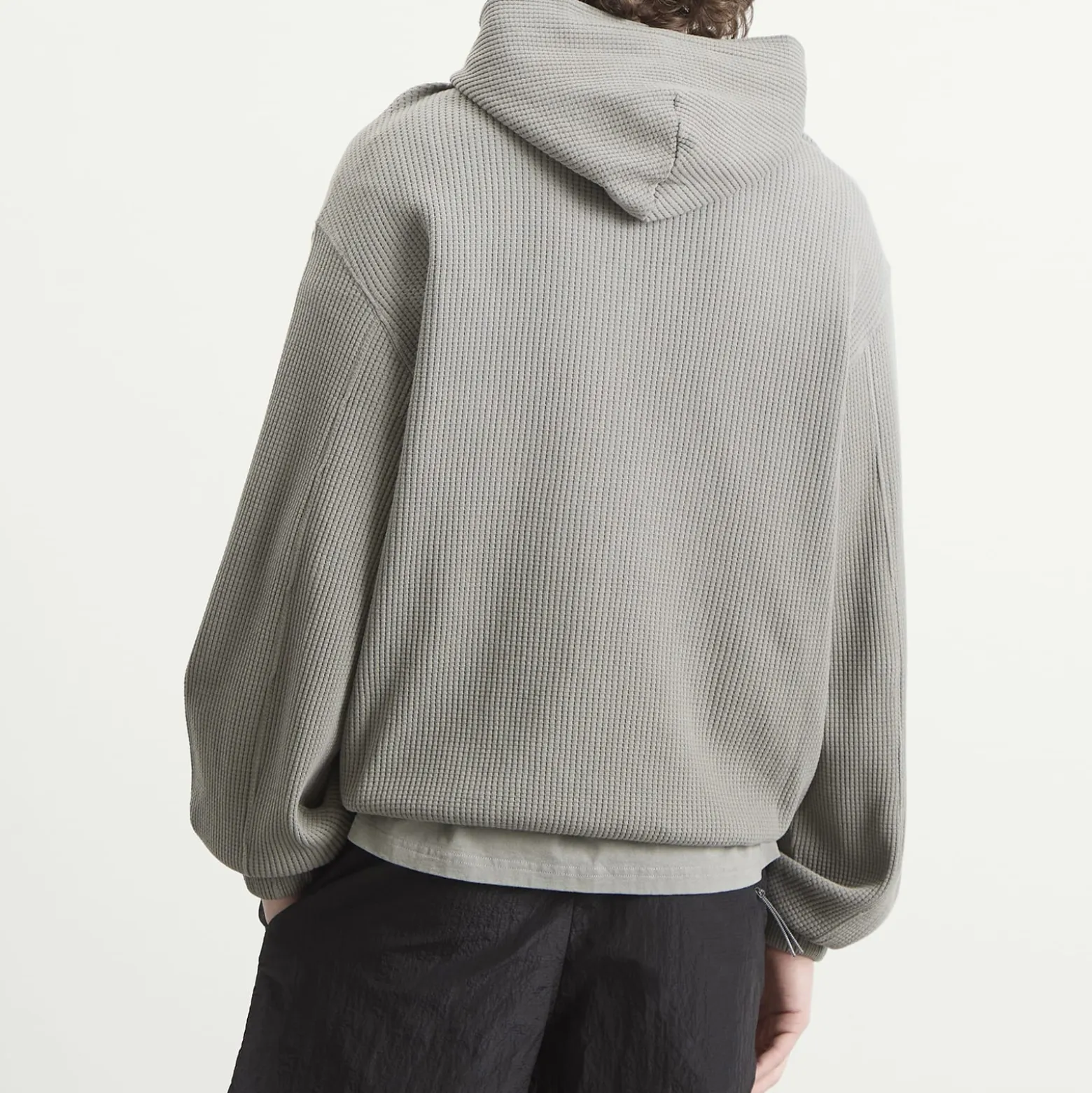 ROA Bee Sun Faded Organic Waffle Zip Up Hoodie